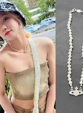 宋雨琦同款星球吊坠珍珠项链男女高级设计感小众个性锁骨颈链配饰