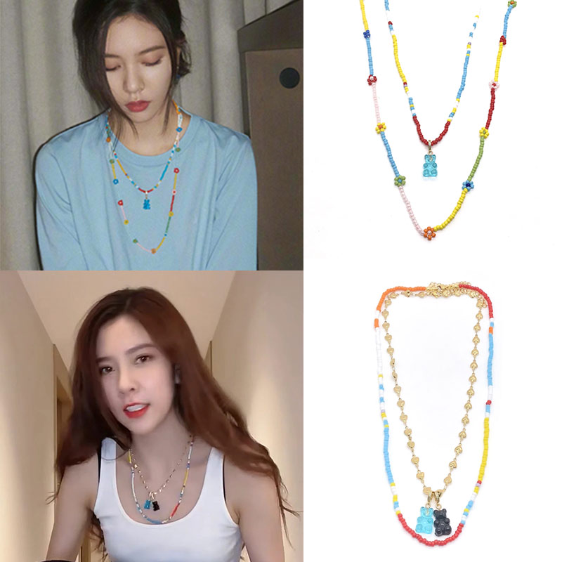 CC吊坠项链韩东多彩色软糖haze