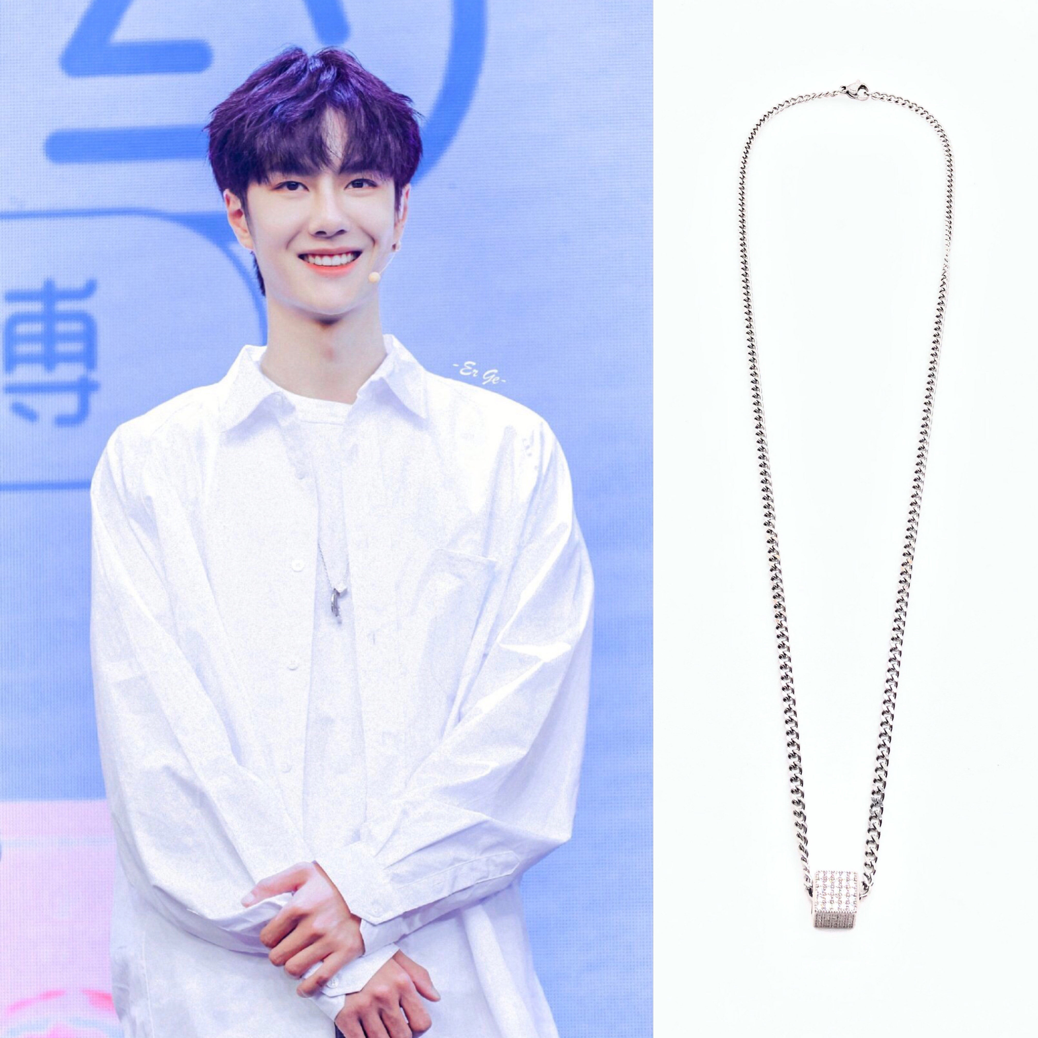 王一博国潮正方体满钻微镶钻石项链明星同款小众设计风酷潮简轻奢