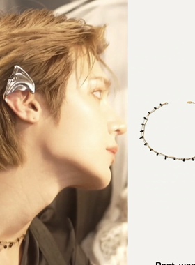 Fort peat桃姐同款双层黑色碎石金色麻花双层项链圈泰剧海洋之恋