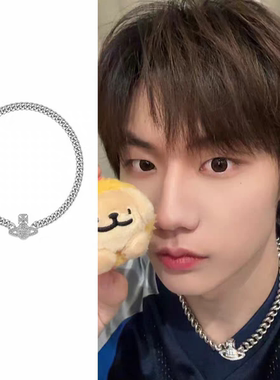 张子墨同款满钻星球钛钢颈项链男女高级小众银色古巴Choker锁骨链