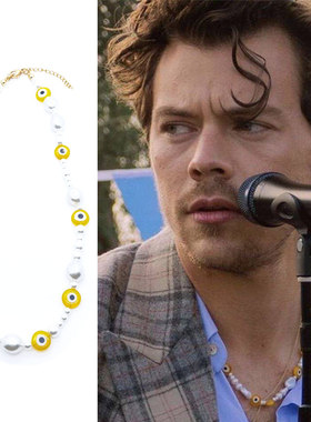 HarryStyles哈利·斯泰尔斯同款珍珠糖果眼睛项链恶魔之潮酷eliou