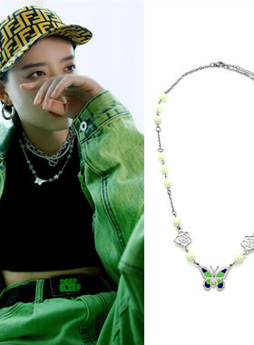 李斯丹妮夜荧光珍珠蝴蝶雏菊项链