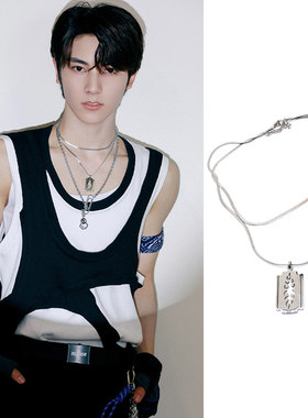 国潮风双层火焰刀片项链