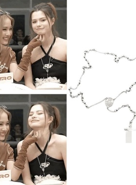 粉红理论FreenBecky同款十字圆牌长项链环圈闺蜜潮周边百搭时尚