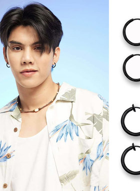 fortpeat二搭新剧LoveSeaTheSeries同款黑色耳环耳夹圈钉百搭潮流