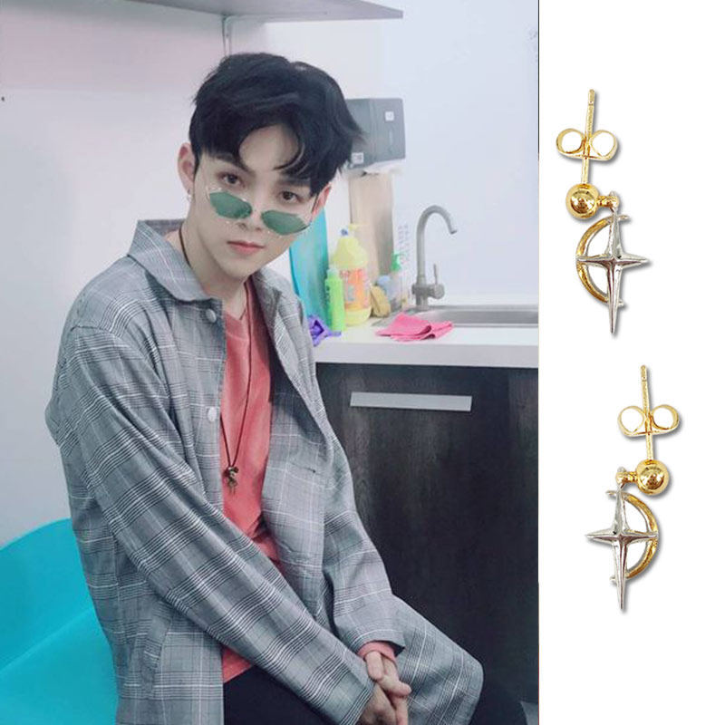 偶像练习生朱星杰明星同款十字月亮耳环防过敏抖音潮耳钉圈环饰品,饰品/流行首饰/时尚饰品新,耳环,淘宝优惠券,粉丝福利购,淘宝优惠卷