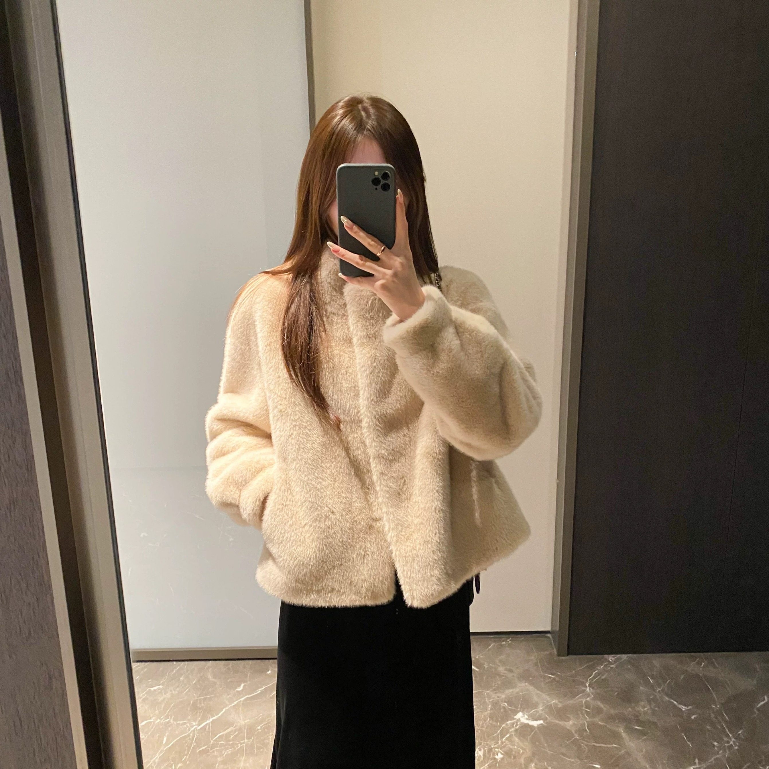 TLW优品 反季福利 暖绒绒立领仿皮毛一体皮草大衣外套女上衣短款
