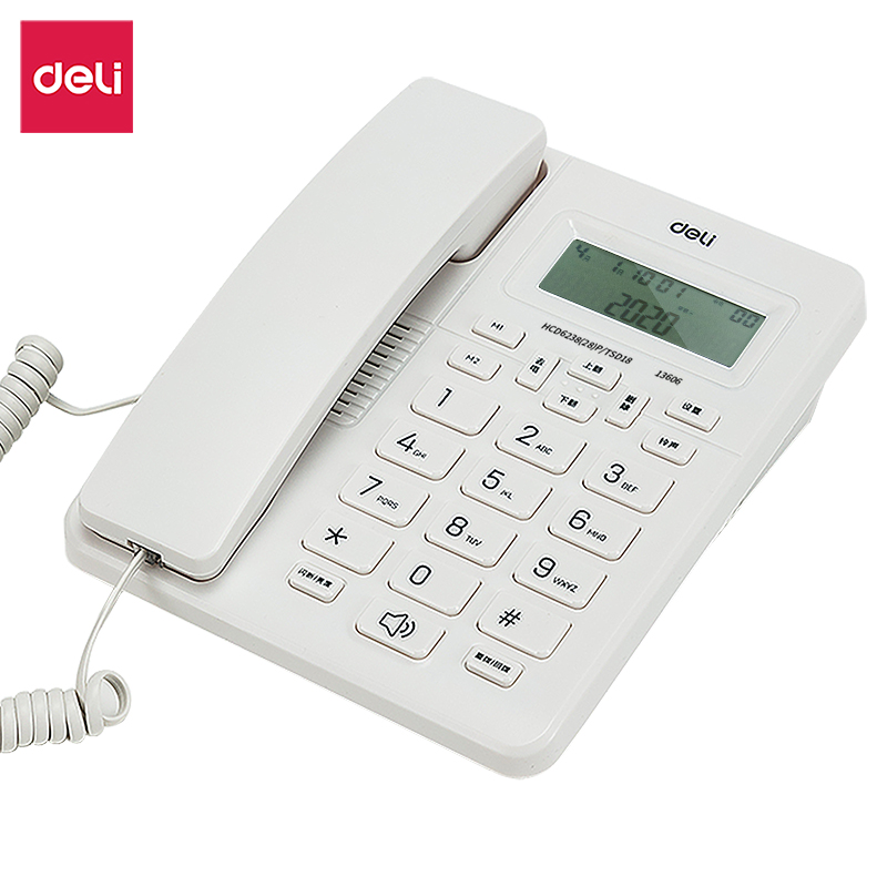 得力文具13606有线坐式固定电话机座机固话家用办公室用单机来电