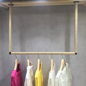 服装 陈列吊架衣架麻绳木棍吊杆橱窗吊挂 店展示架吊顶架悬挂女装