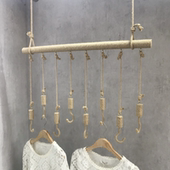 服装 陈列吊架衣架麻绳木棍吊杆橱窗吊挂 店展示架吊顶架悬挂女装