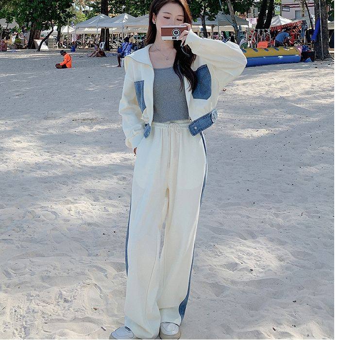 运动休闲套装女时尚减龄洋气质拉链卫衣阔腿裤两件套,女装/女士精品,时尚套装,淘宝优惠券,粉丝福利购,淘宝优惠卷