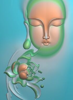 电脑雕刻图 精雕图 浮雕图 灰度图 JDP BMP 玉雕荷花观音3