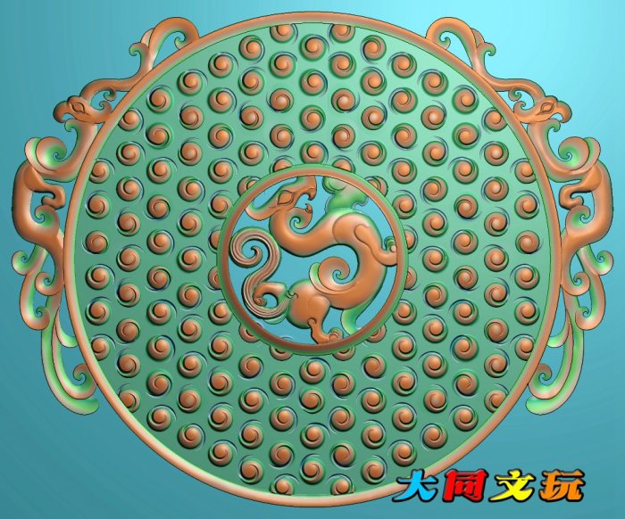 电脑雕刻图 精雕图 浮雕图 灰度图 JDP BMP 仿古龙凤乳丁玉璧