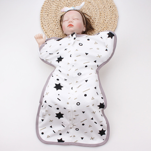 外贸新品投降睡袋新生儿防惊跳举手襁褓针织纯棉防惊吓安抚睡袋