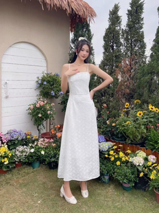 2025夏季 女新中式 國風輕奢氣質設計感暗紋吊帶裙收腰修身 小眾 新款