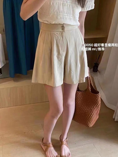 褲 2025夏季 新款 女韓系后松緊闊腿短褲 百搭 小個(gè)子寬松顯瘦休閑褲