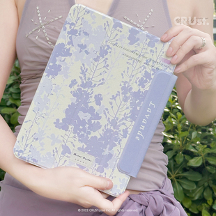 6平板壳mini艺术12.9平板保护壳带搭扣10.2 创意普罗旺斯薰衣草适用苹果iPad磁吸保护套10 11代pro11air4