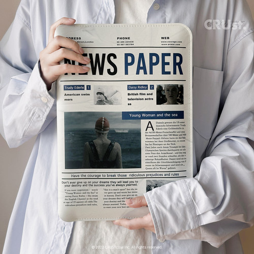 原创报纸适用于笔记本内胆包macbook13/14寸内胆包磁吸搭扣电脑包日常平板包手拿双面皮革便携款