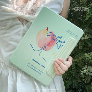 创意以你的名字呼唤我适用苹果iPad三折磁吸保护套pro11air4/5/6平板壳12.9平板保护壳带搭扣10/11代薄荷绿夏