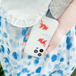 地壳说原创小鱼锦鲤磨砂半透明tpu适用苹果iPhone16promax15手机壳全包创意贝壳纹1高级感手机保护套