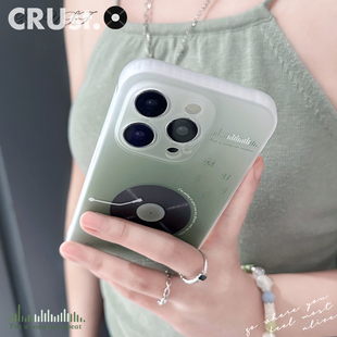 地壳说原创森林唱片磨砂半透明tpu适用苹果iPhone15promax14手机壳全包创意13小清新12绿色