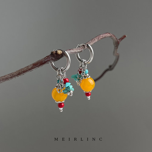 MEIRLINC 国潮新中式撞色小众独特设计高级感新款复古嘻哈瓷个性