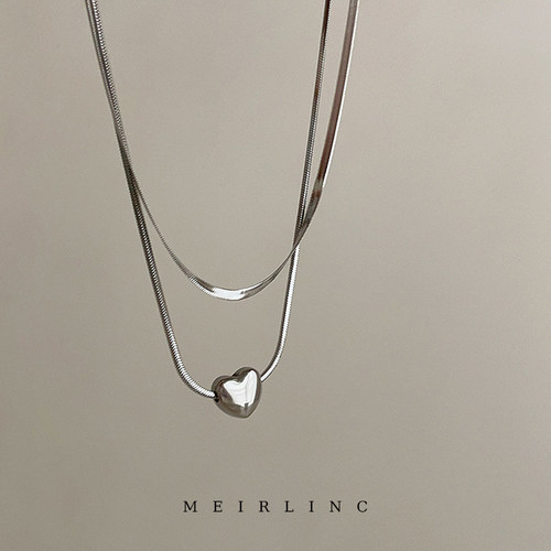 MEIRLINC心动 双层银色简约小众设计高级感日韩系甜酷百搭ins新款