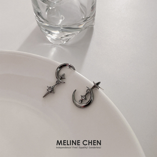 男女 复古黑星月小众设计师高级感潮气质ins甜酷个性 MELINE CHEN