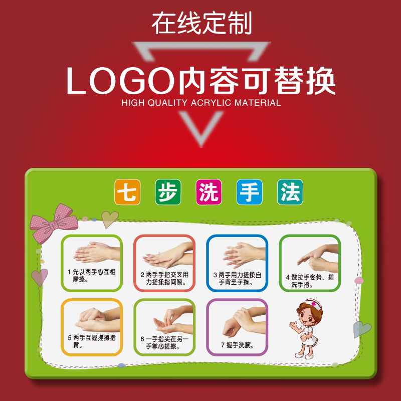 亚克力六步标准医院诊所洗手法
