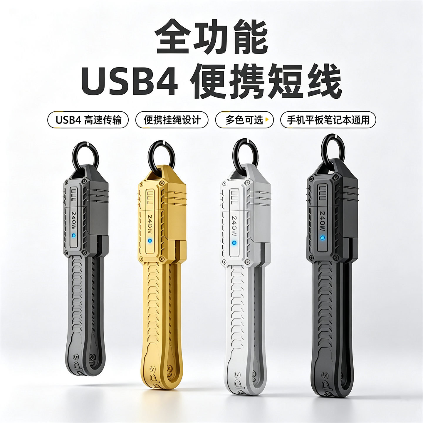 USB4雷电便携短线80Gbps高速数据传输线PD240W全功能Typec硬盘盒图片