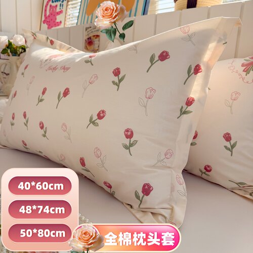 全棉纯棉枕套信封碎花卡通40x60 48x74 50X80cm单只枕头套一对装