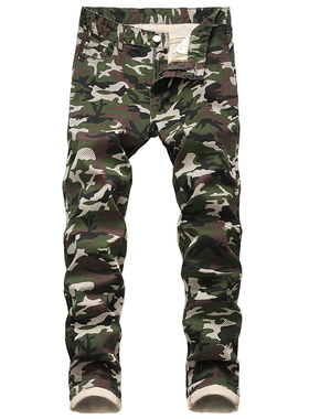 秋冬迷彩裤男士直筒裤潮牌百搭修身弹力工装裤运动休闲长裤大码裤