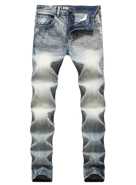 潮牌原创怀旧牛仔裤男士宽松直筒裤韩版潮流休闲修身长裤复古青年