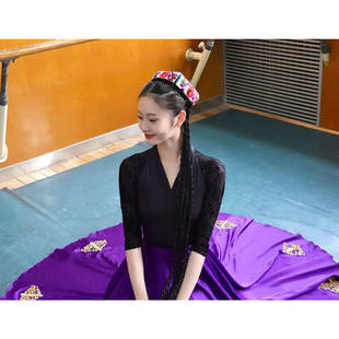 舞研依库新疆维吾尔维族舞蹈服女服装练功服演出表演基训大摆裙
