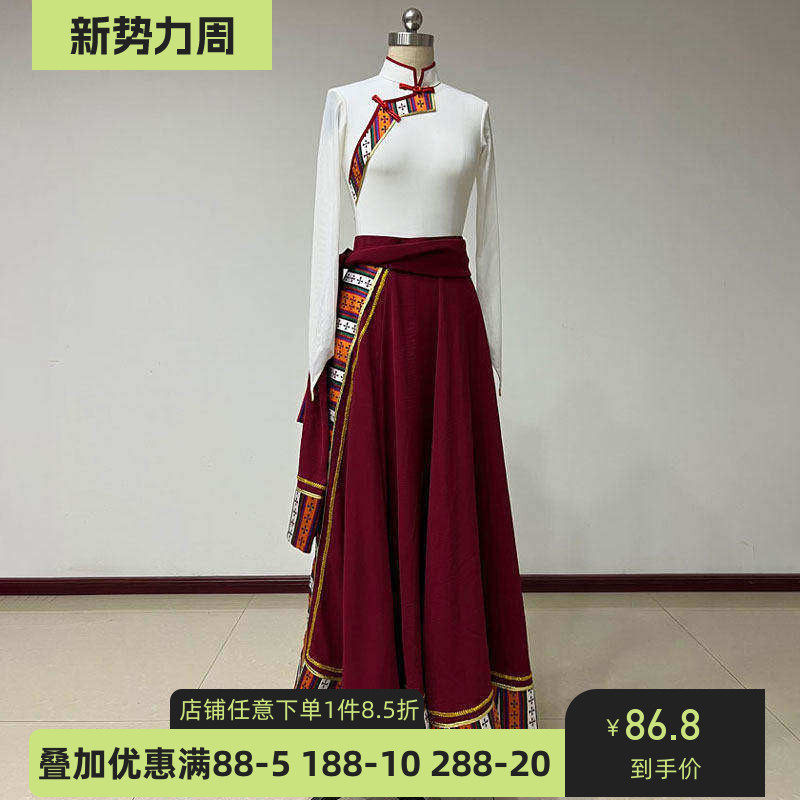 藏族舞蹈服装女练功服民族民间演出表演服艺术艺考大摆群