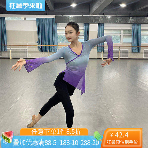 古典舞服舞蹈纱衣身韵练功服中国舞蹈女上衣飘逸加钻艺考集训秧歌