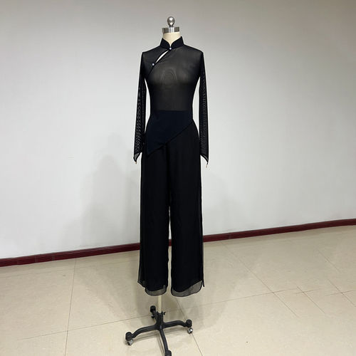 舞研依库秧歌黑色舞蹈裤纱衣