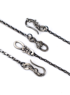 原创设计手工制作925纯银唐草蔷薇花太角链印第安太阳花复古项链