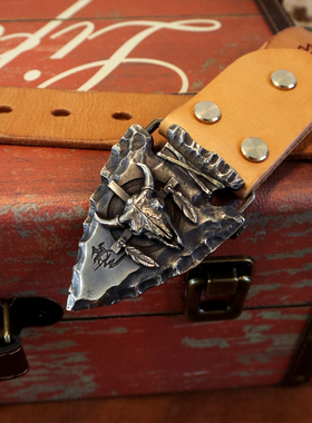 实心黄铜皮带扣西部牛子牛头皮带头美式复古机车咔叽男女腰带扣