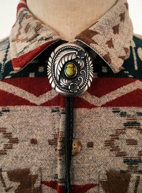 原创设计印第安纳瓦霍925纯银波洛领带美式复古西部牛子巴扣领扣