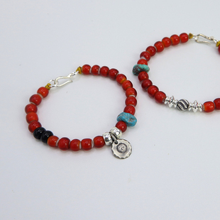 捷克白芯琉璃珠手链印第安手工银饰飞鸟吊坠日潮复古休闲百搭手串