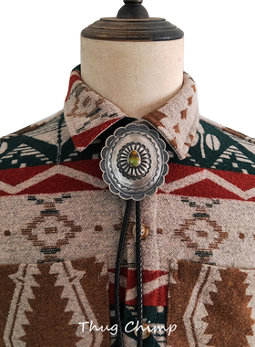 印第安纳瓦霍风格BOLO TIE波洛领带美式休闲925纯银康桥扣领结