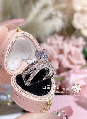 Cameliia wish新款镀PT950超闪戒指 欧美双层缠绕订婚小众指环女