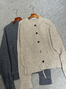 软黄金牦牛绒圆领开衫 百搭气质慵懒风 毛衣7019 欧韩时尚 原创设计