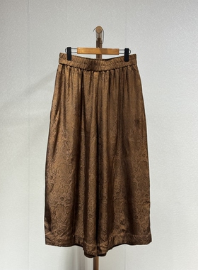 原创设计 重磅香云纱 高端时尚百搭气质松紧腰阔腿裤26069