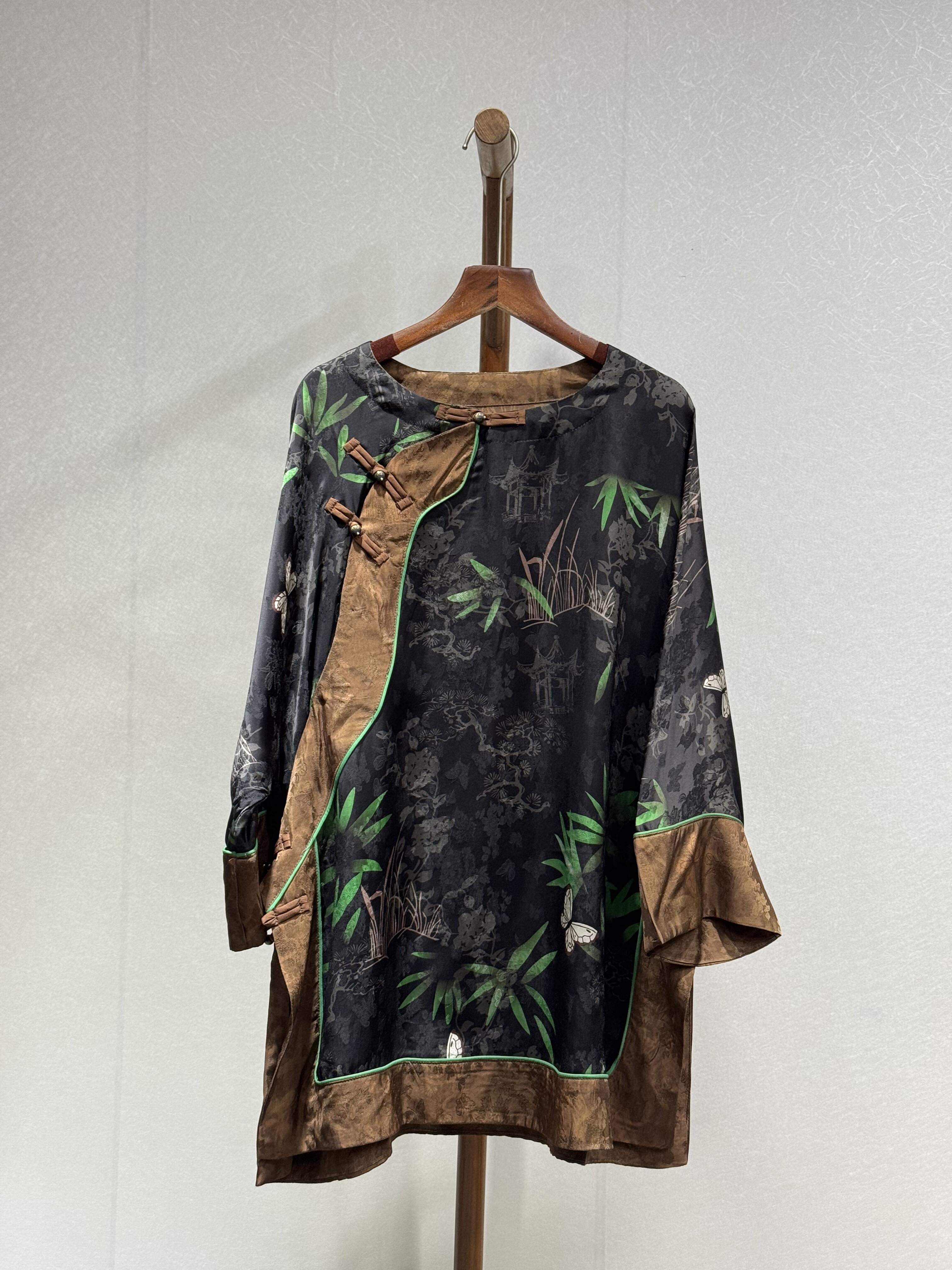 小众设计 重磅香云纱 时尚百搭气质二大衫秋季长袖衬衫6558