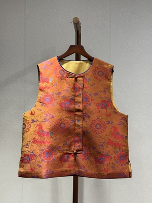 小众设计 重磅织锦提花 高端时尚气质显瘦百搭马甲8912