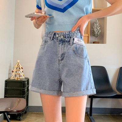 牛仔短裤女秋冬秋季2025年新款高腰显瘦宽松设计感卷边a字热裤子