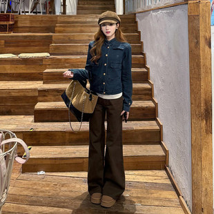 显瘦咖色喇叭裤 美拉德棕色低腰微喇牛仔裤 美式 春夏2026新款 女春季